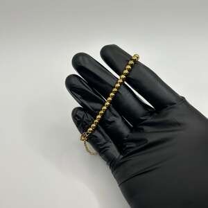 18K Solid Yellow Gold Plated Beaded Bracelet Women High Quality 7"-8" Adjustable